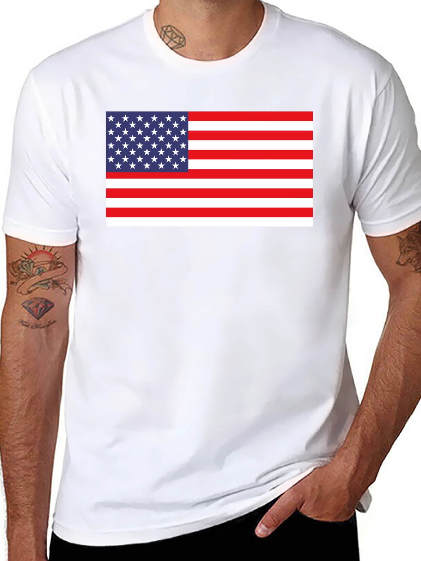 American Flag Graphic Tee - Black Cotton Blend