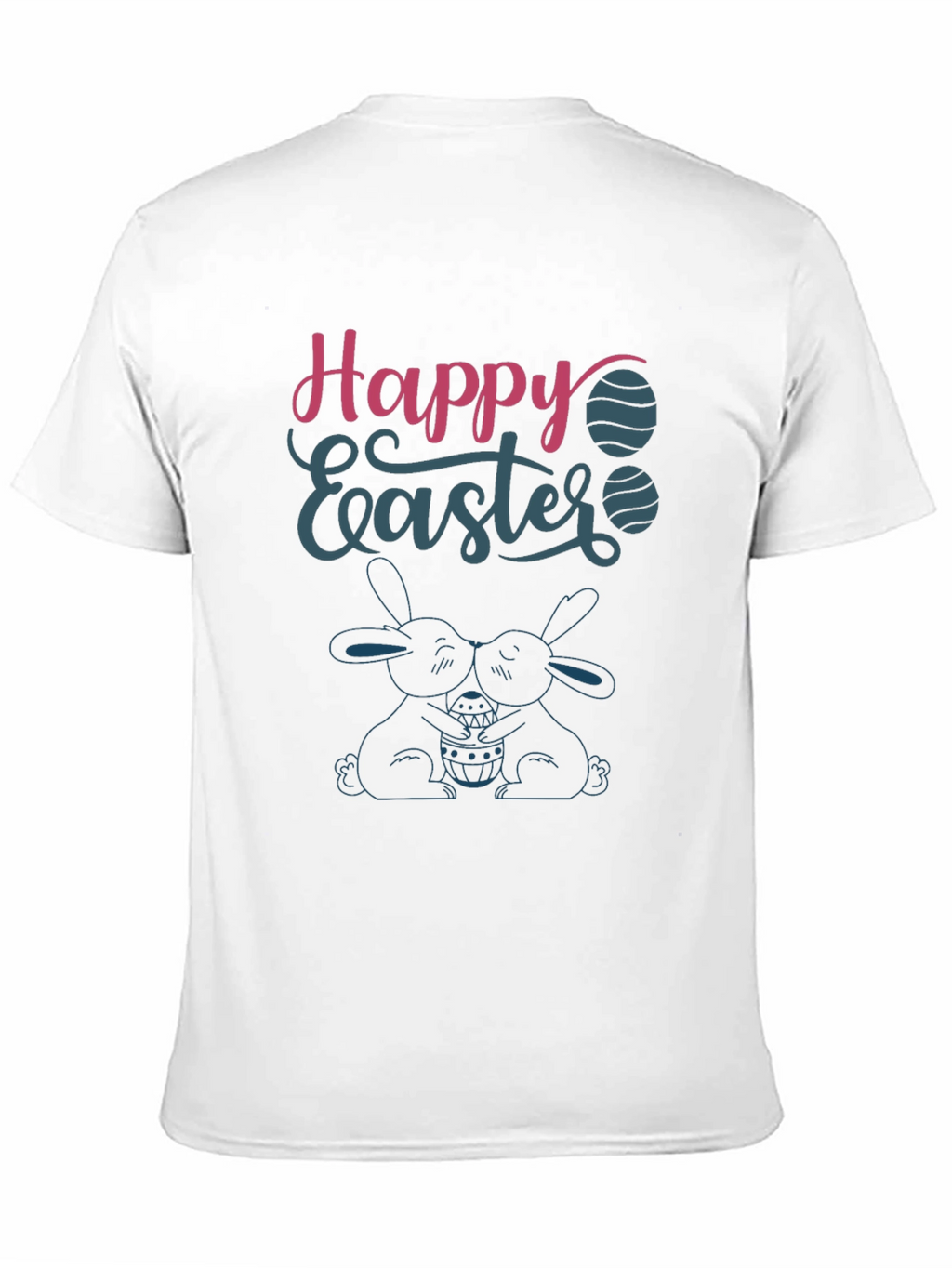 Happy Easter T-Shirt Bunny Design Crew Neck