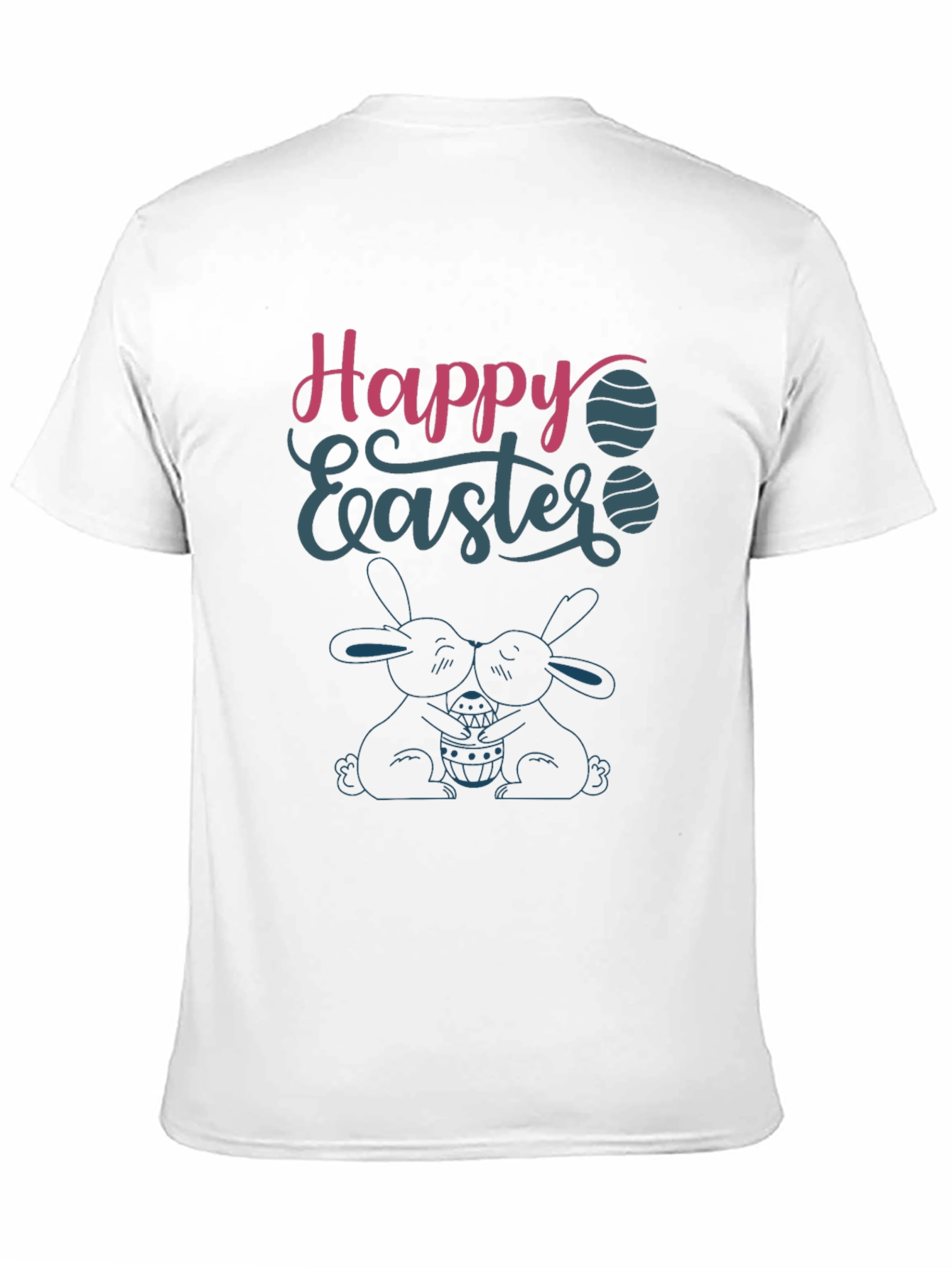 Happy Easter T-Shirt Bunny Design Crew Neck