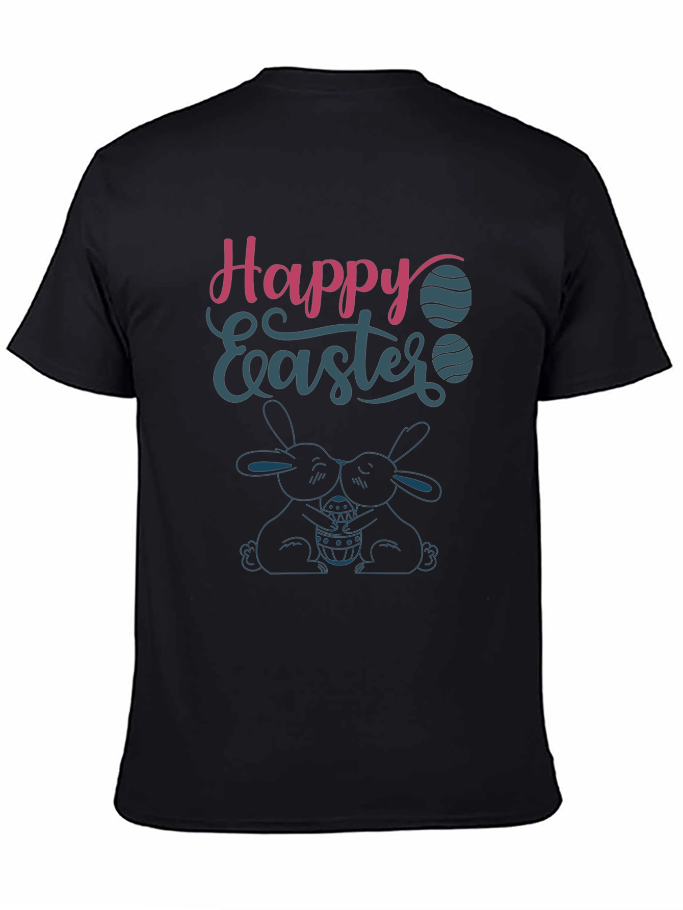 Happy Easter T-Shirt Bunny Design Crew Neck