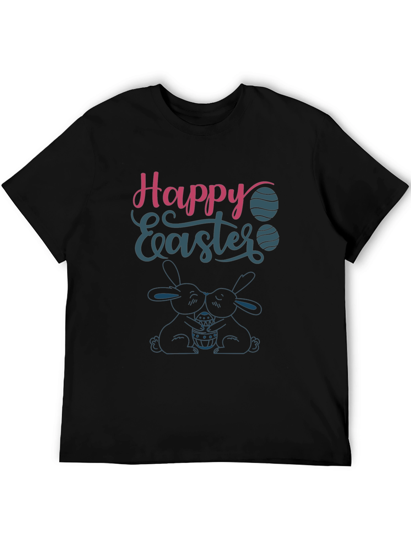 Happy Easter T-Shirt Bunny Design Crew Neck