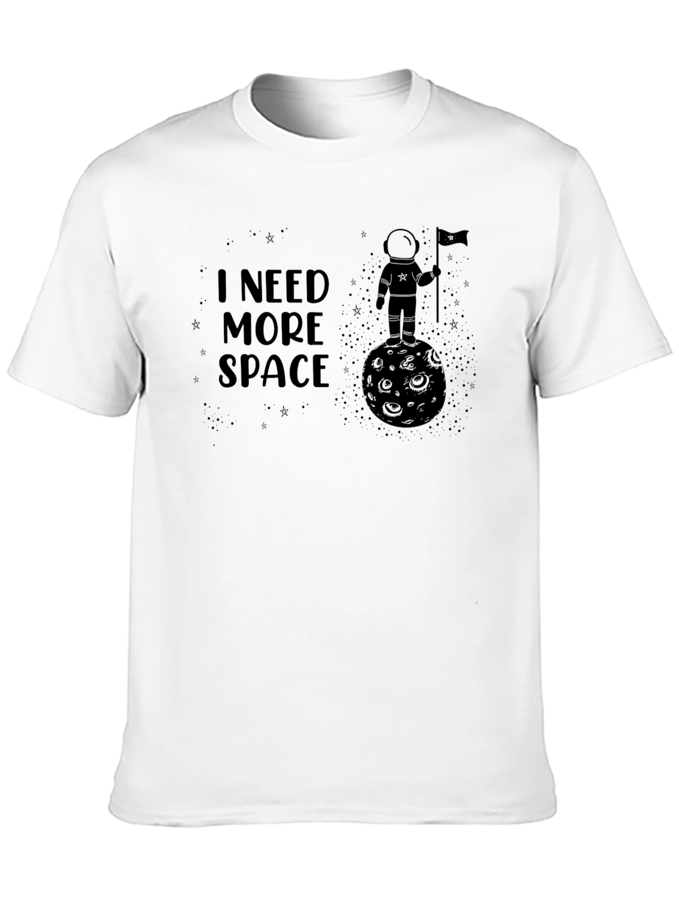 I Need More Space Graphic Tee - Black Cotton Astronaut Design
