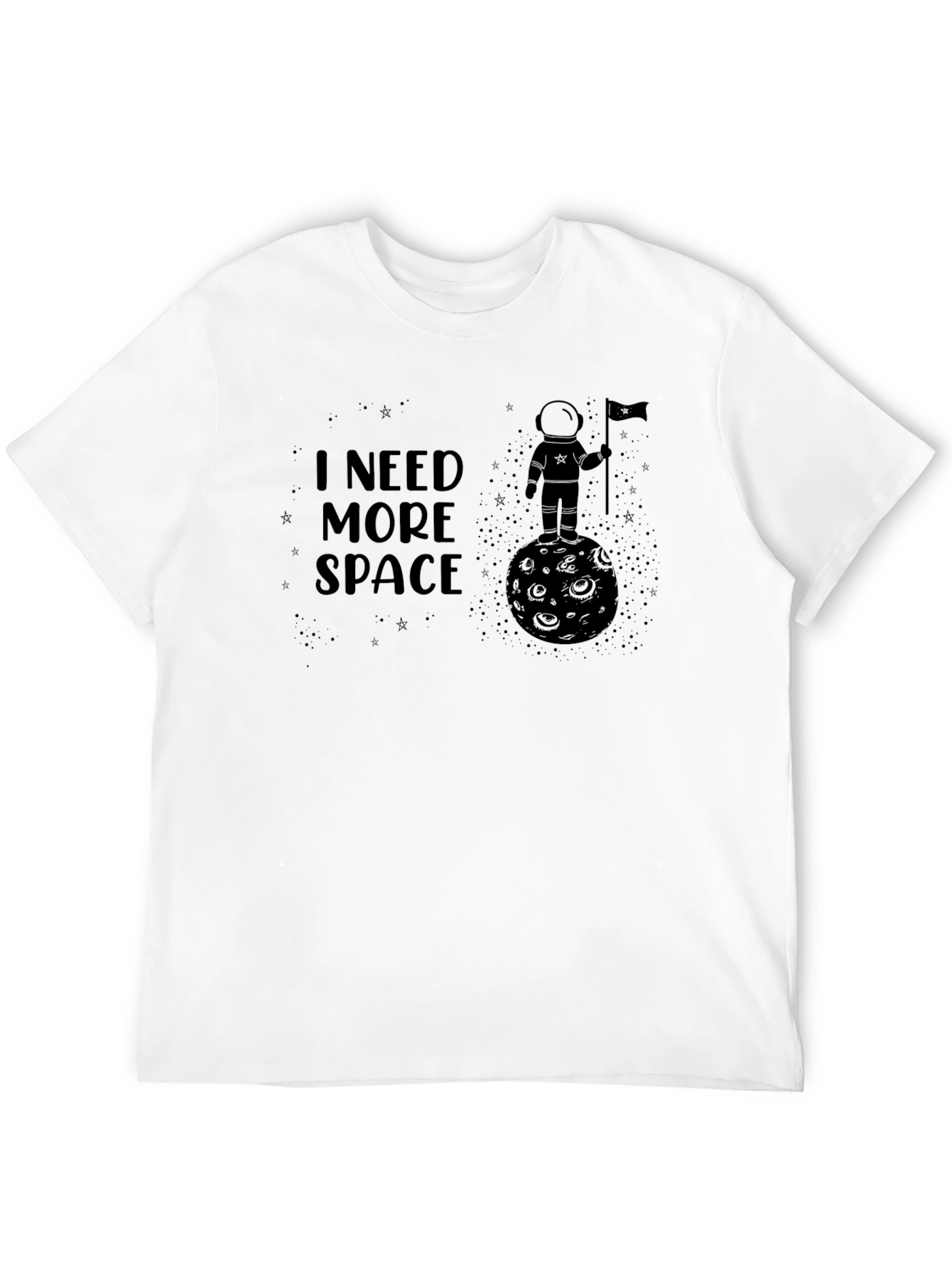 I Need More Space Graphic Tee - Black Cotton Astronaut Design