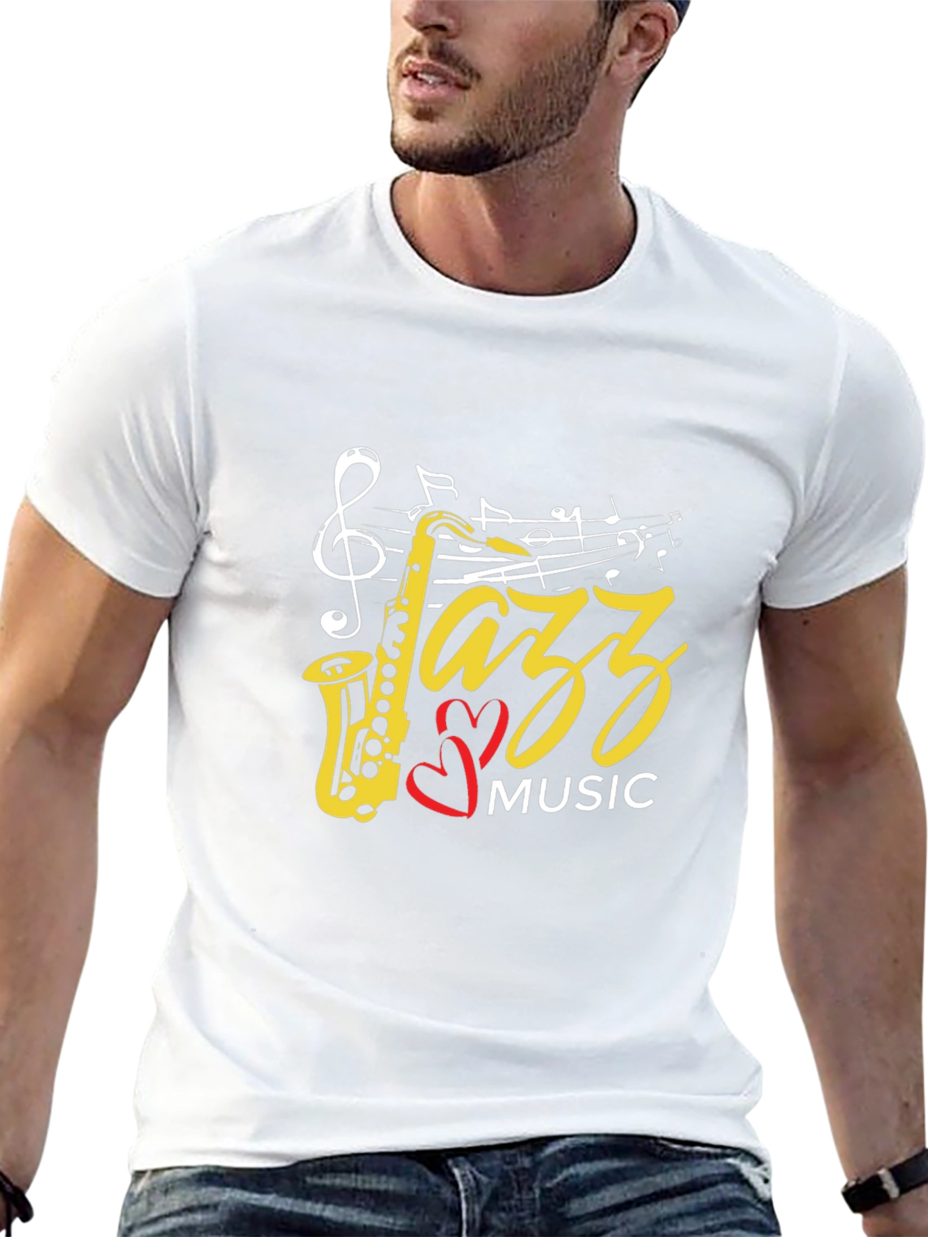 Jazz Music Saxophone Graphic Black T-Shirt