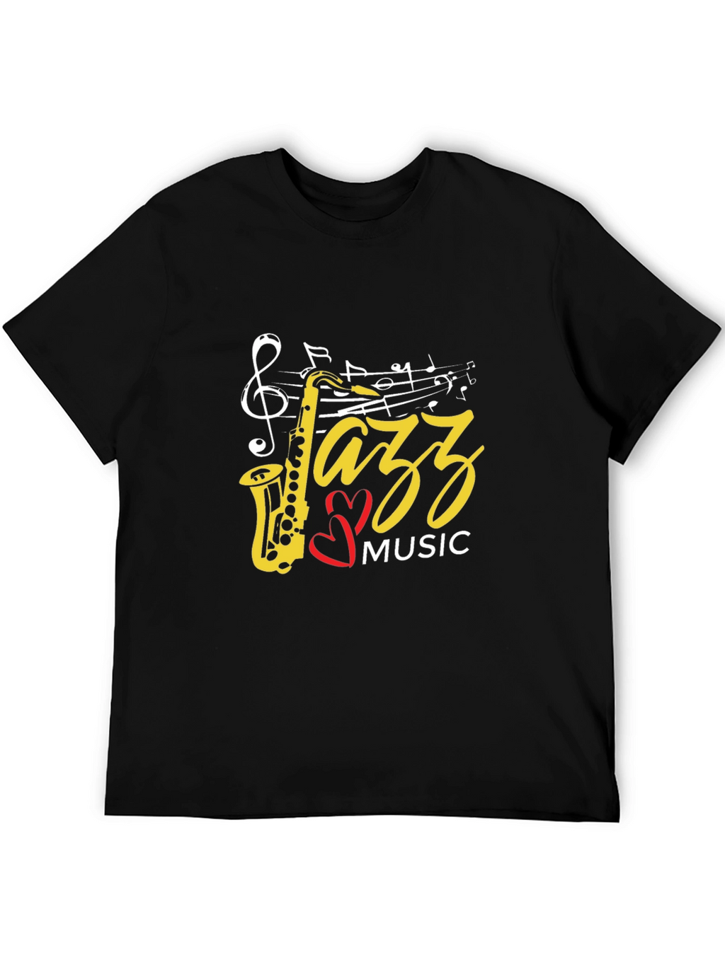 Jazz Music Saxophone Graphic Black T-Shirt