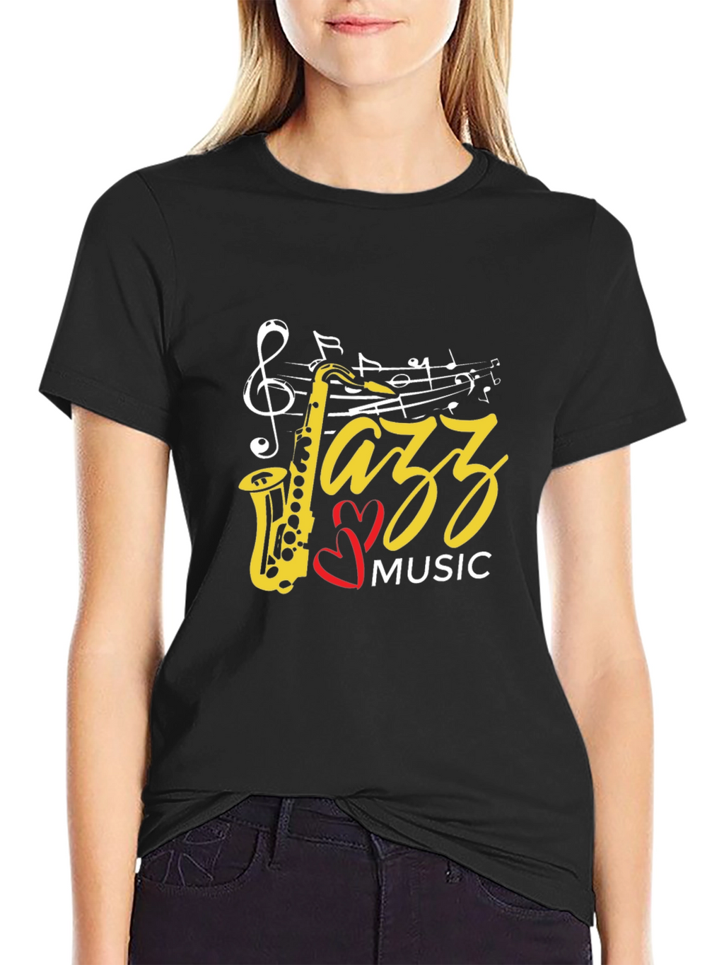 Jazz Music Saxophone Graphic Black T-Shirt