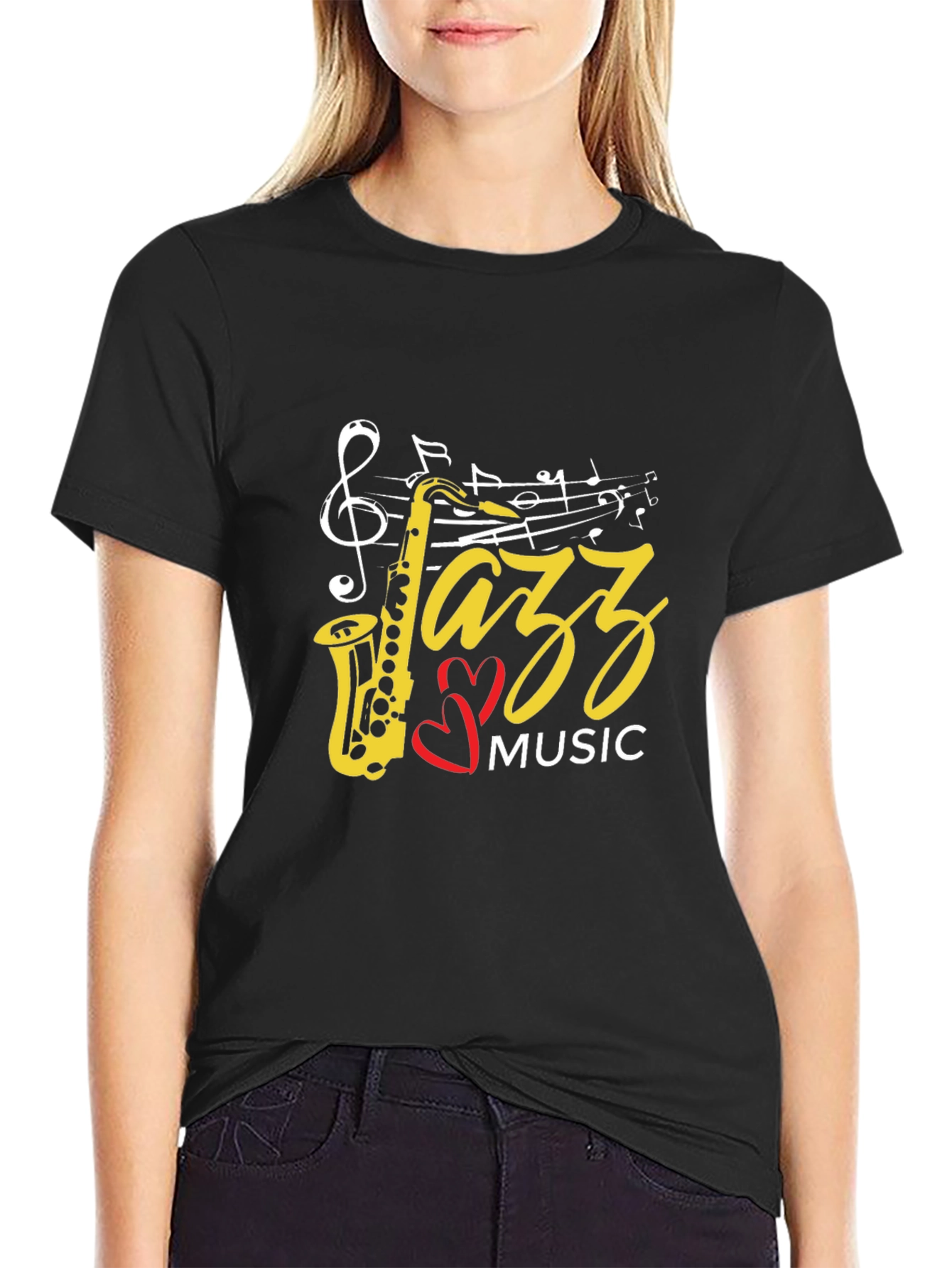 Jazz Music Saxophone Graphic Black T-Shirt