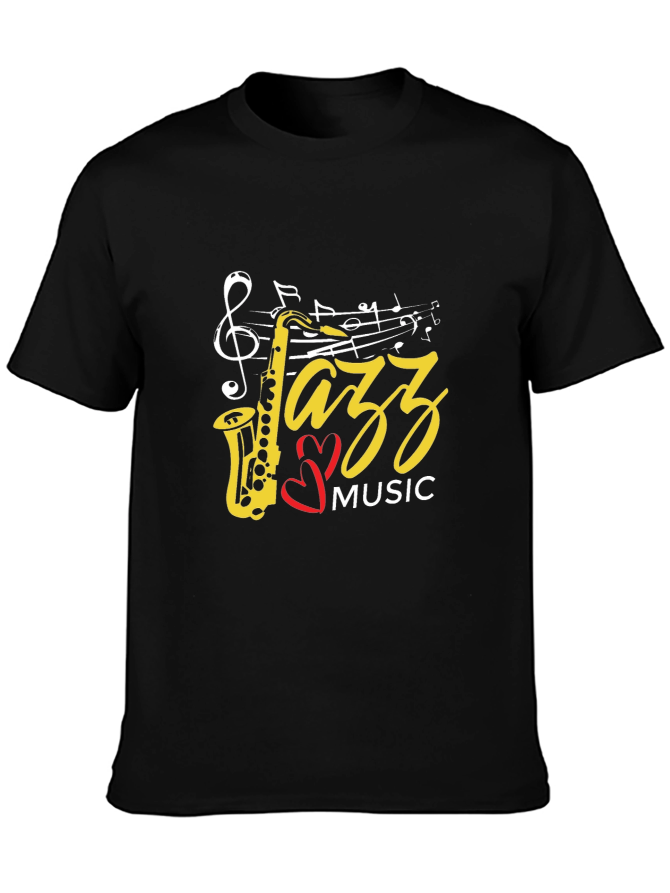 Jazz Music Saxophone Graphic Black T-Shirt