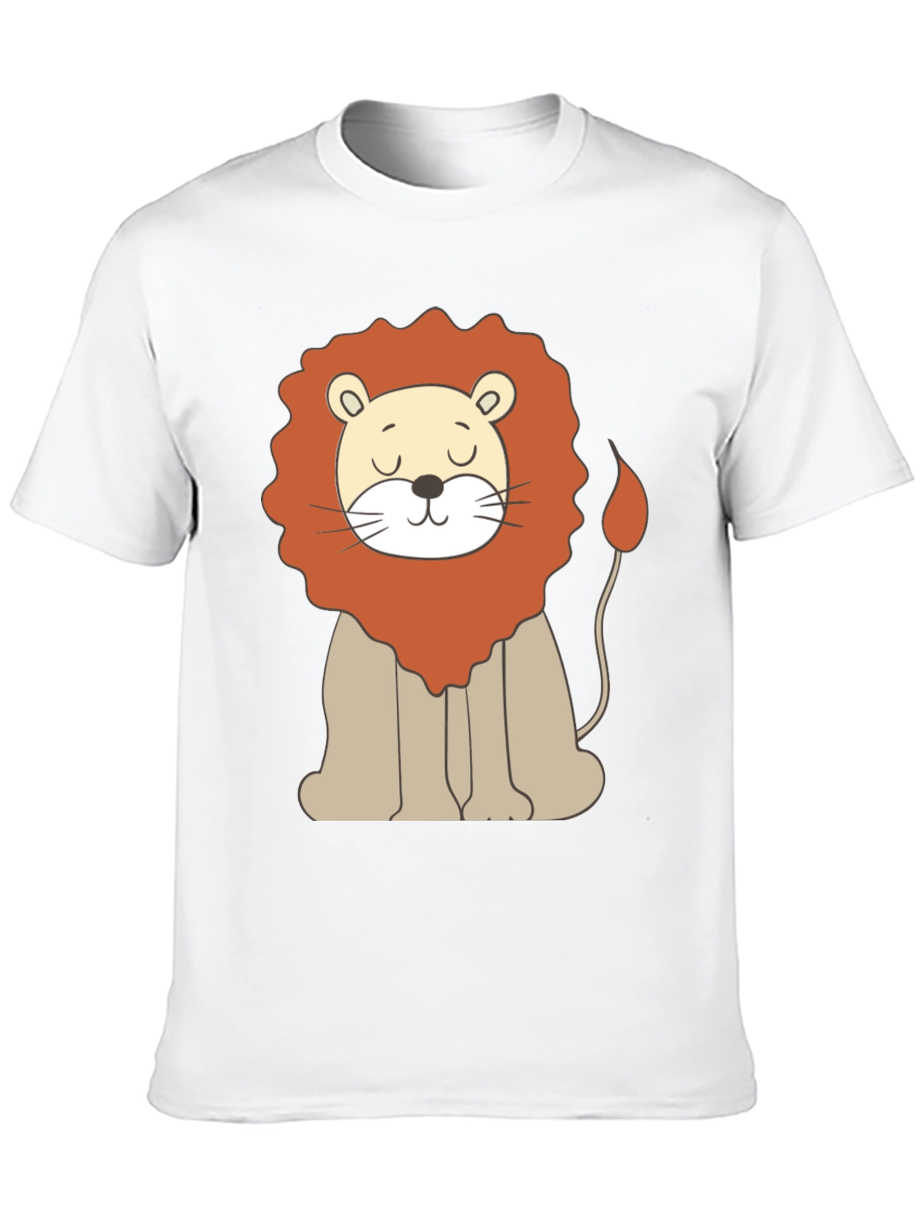 Cute Cartoon Lion Graphic Black T-Shirt