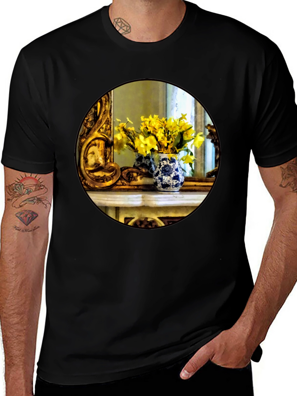 Floral Vase Graphic Tee - Artistic Impression T-Shirt