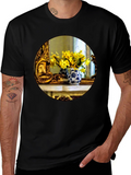 Floral Vase Graphic Tee - Artistic Impression T-Shirt