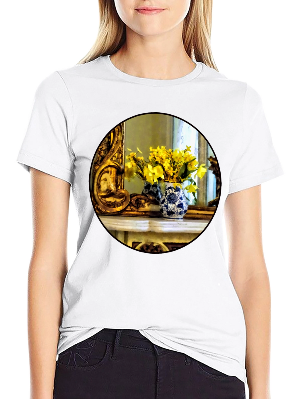Floral Vase Graphic Tee - Artistic Impression T-Shirt