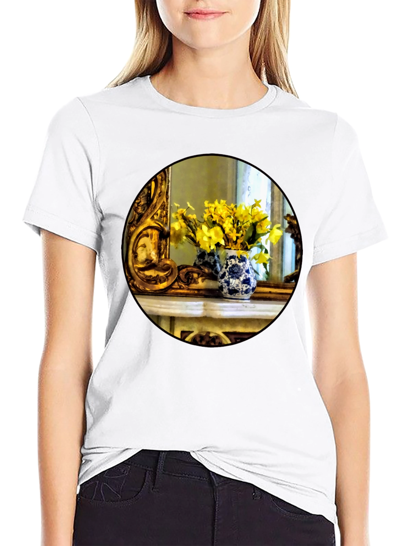 Floral Vase Graphic Tee - Artistic Impression T-Shirt