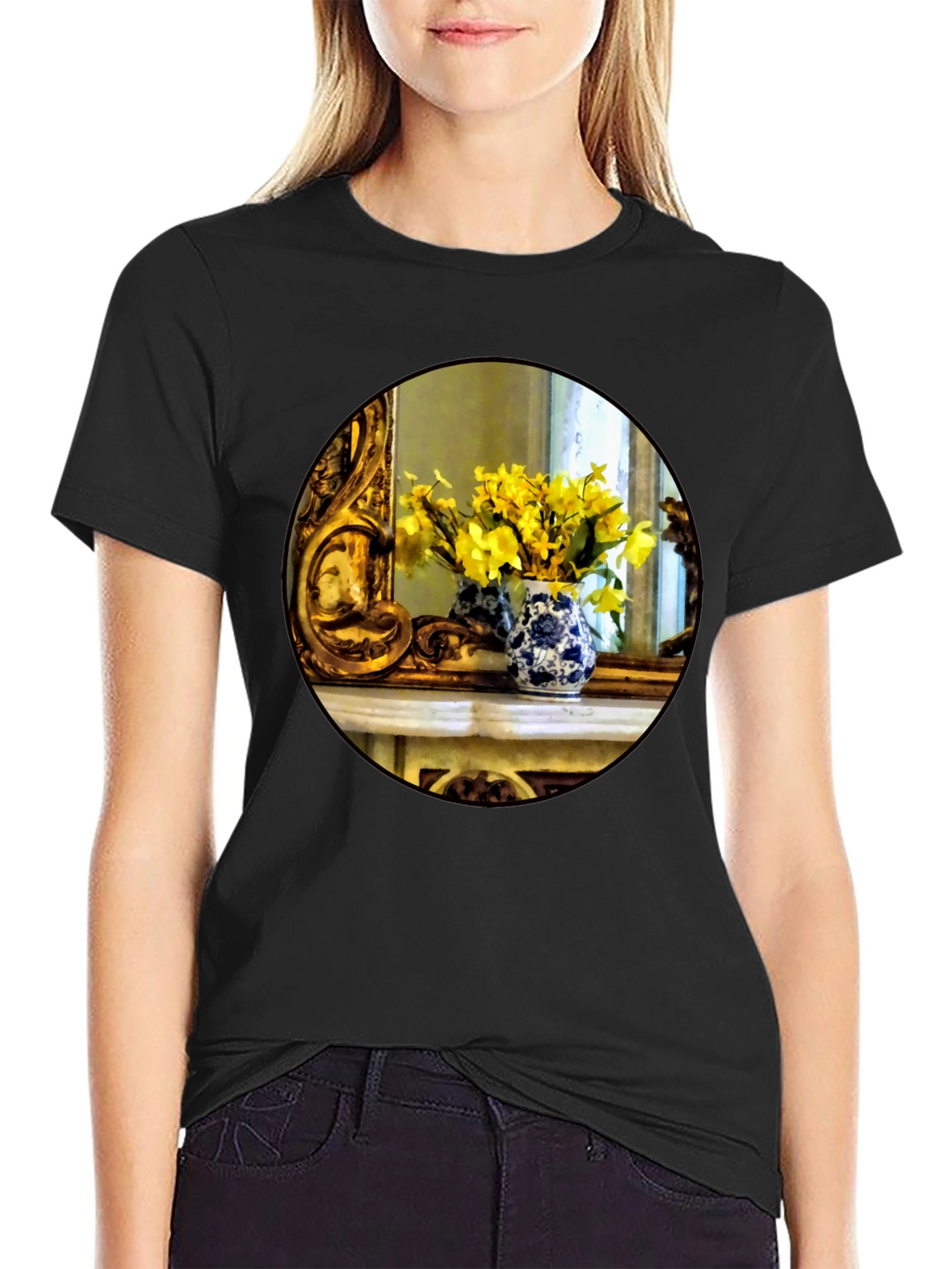 Floral Vase Graphic Tee - Artistic Impression T-Shirt