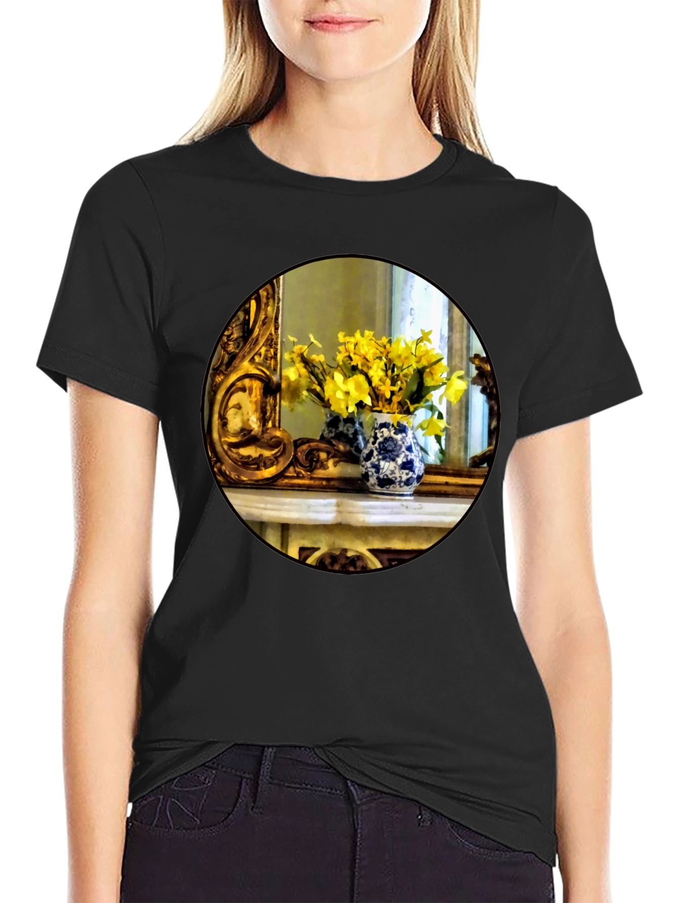 Floral Vase Graphic Tee - Artistic Impression T-Shirt