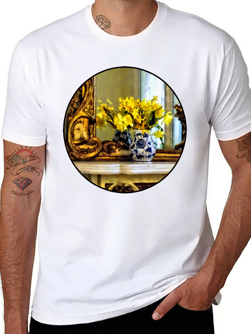 Floral Vase Graphic Tee - Artistic Impression T-Shirt