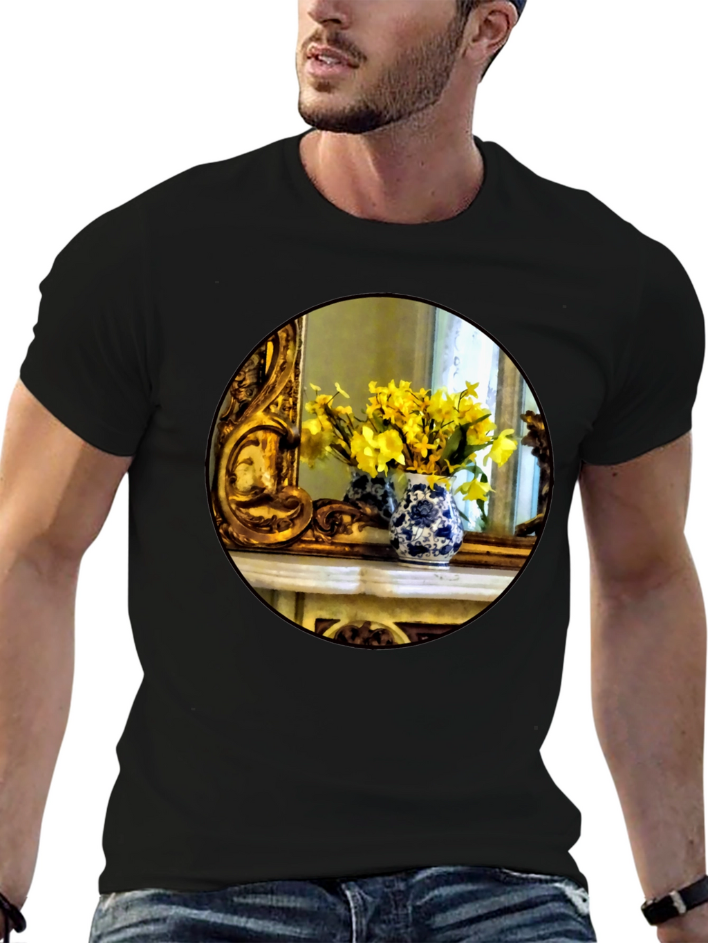 Floral Vase Graphic Tee - Artistic Impression T-Shirt