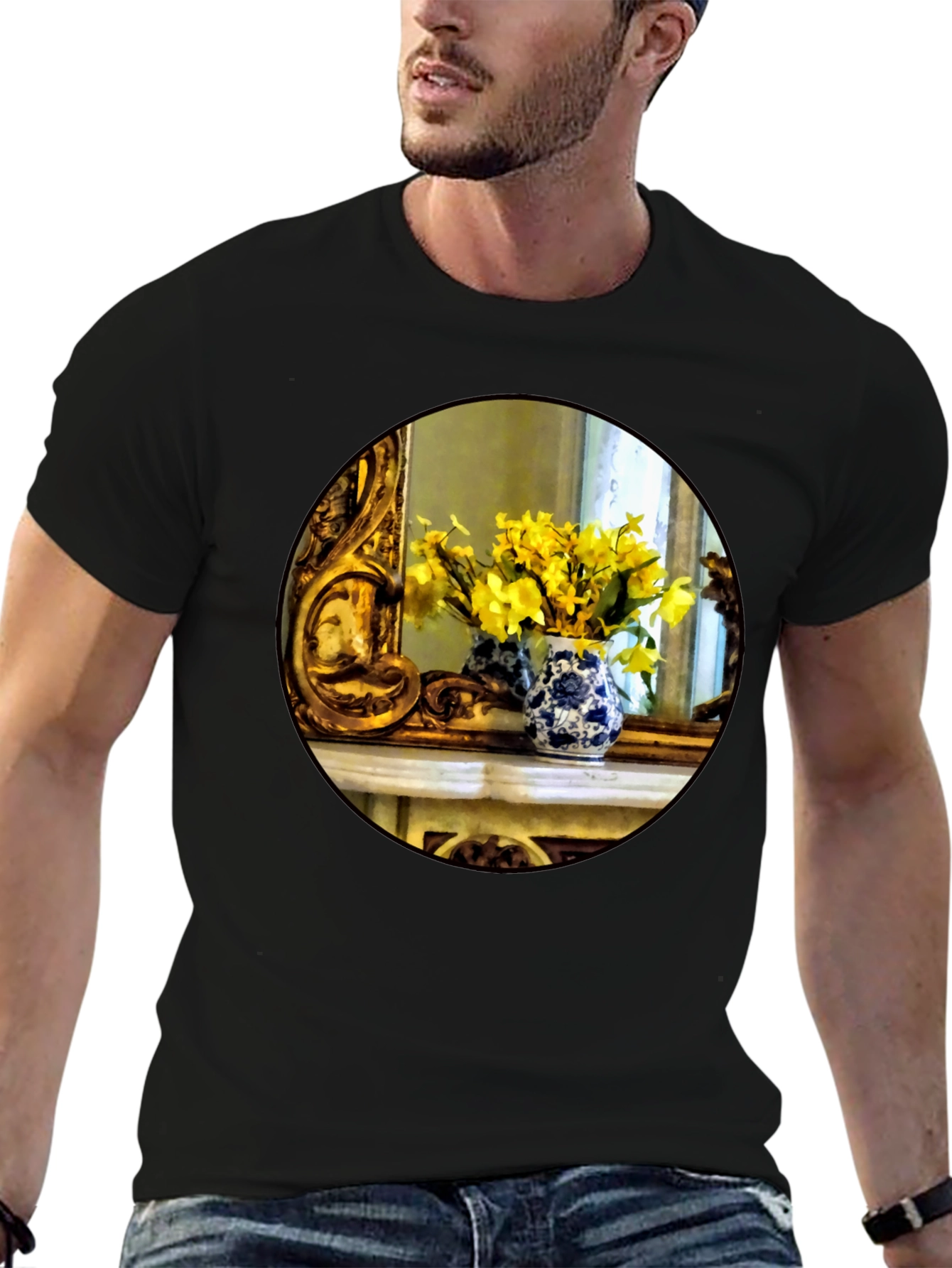 Floral Vase Graphic Tee - Artistic Impression T-Shirt
