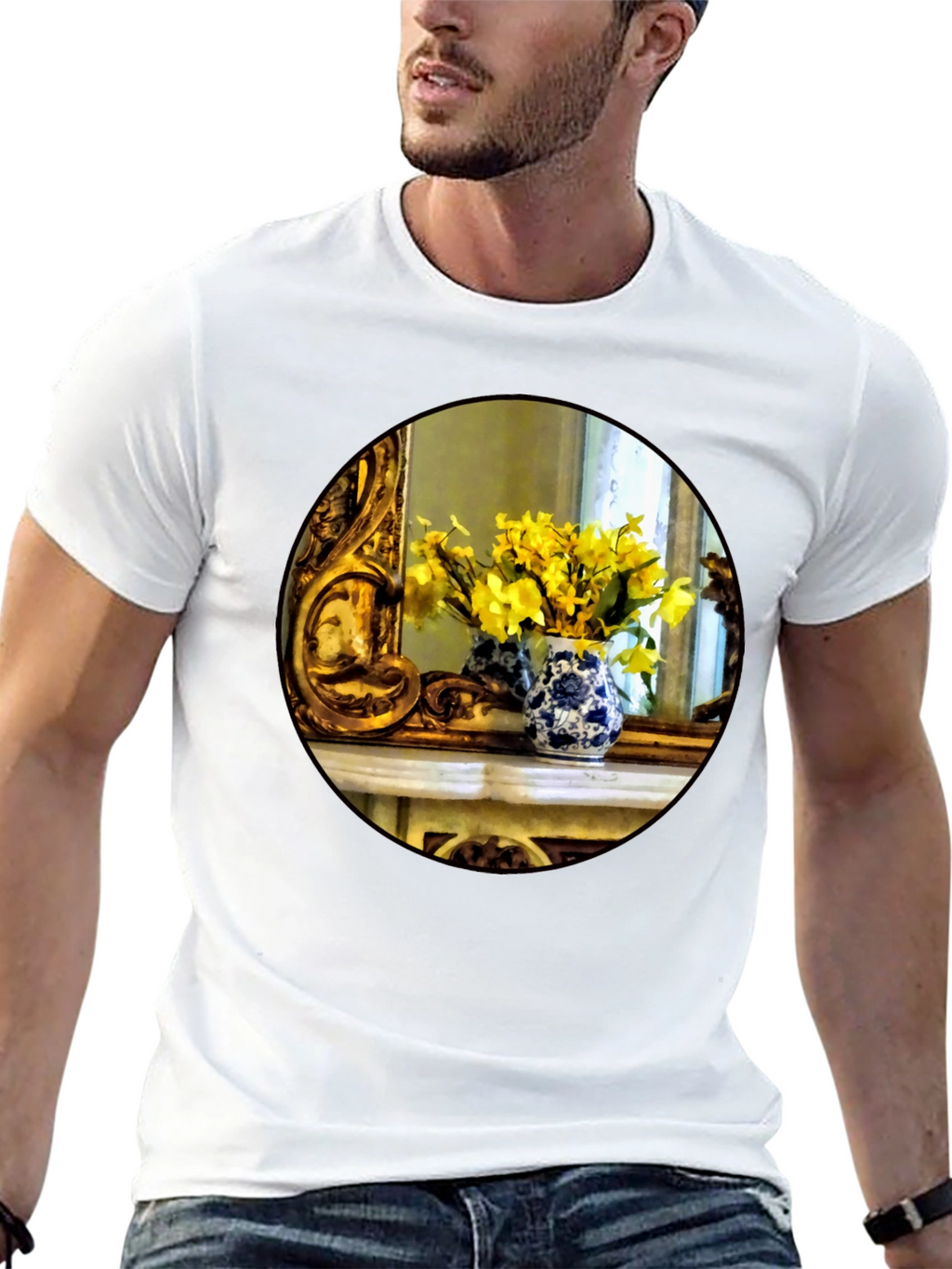 Floral Vase Graphic Tee - Artistic Impression T-Shirt