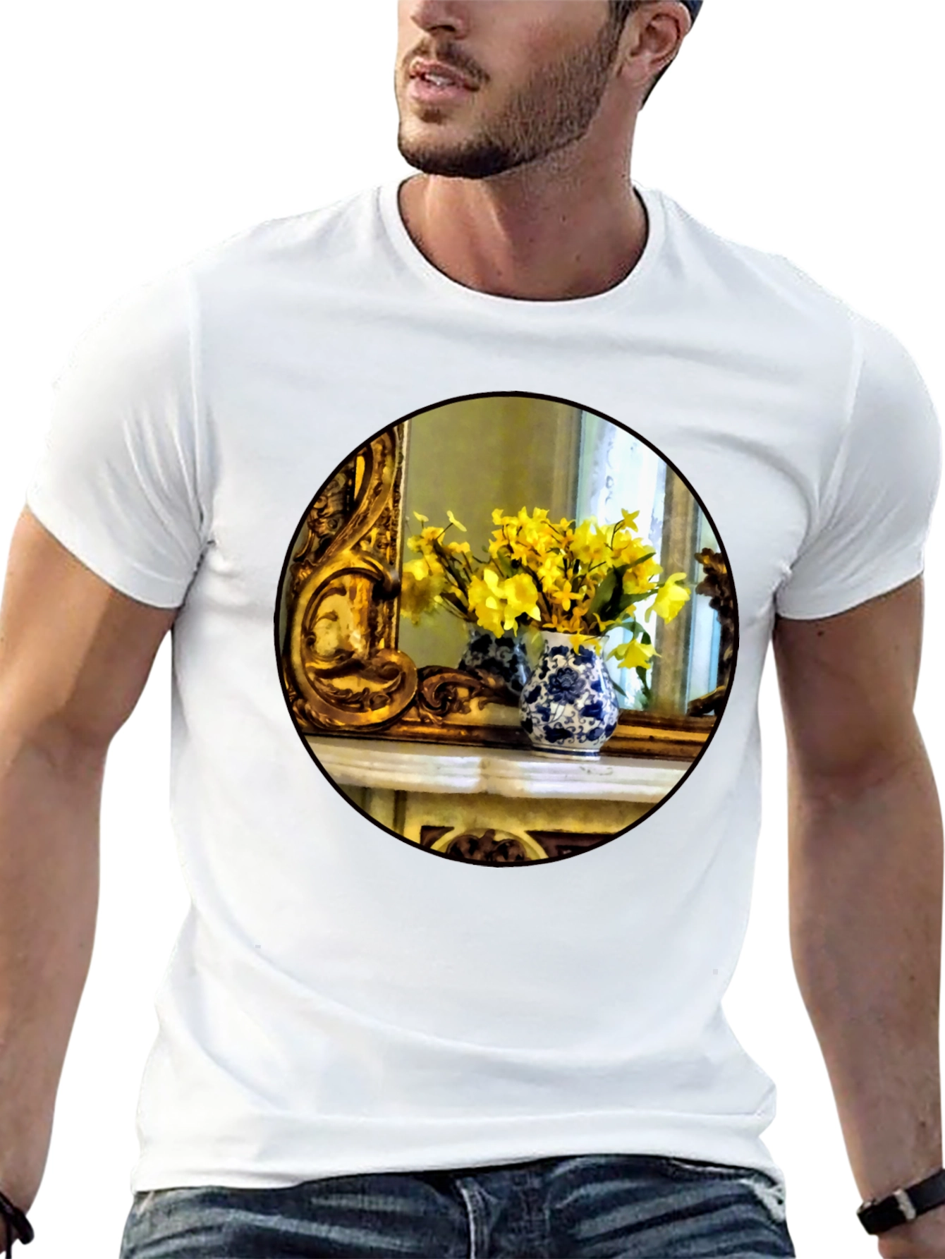 Floral Vase Graphic Tee - Artistic Impression T-Shirt