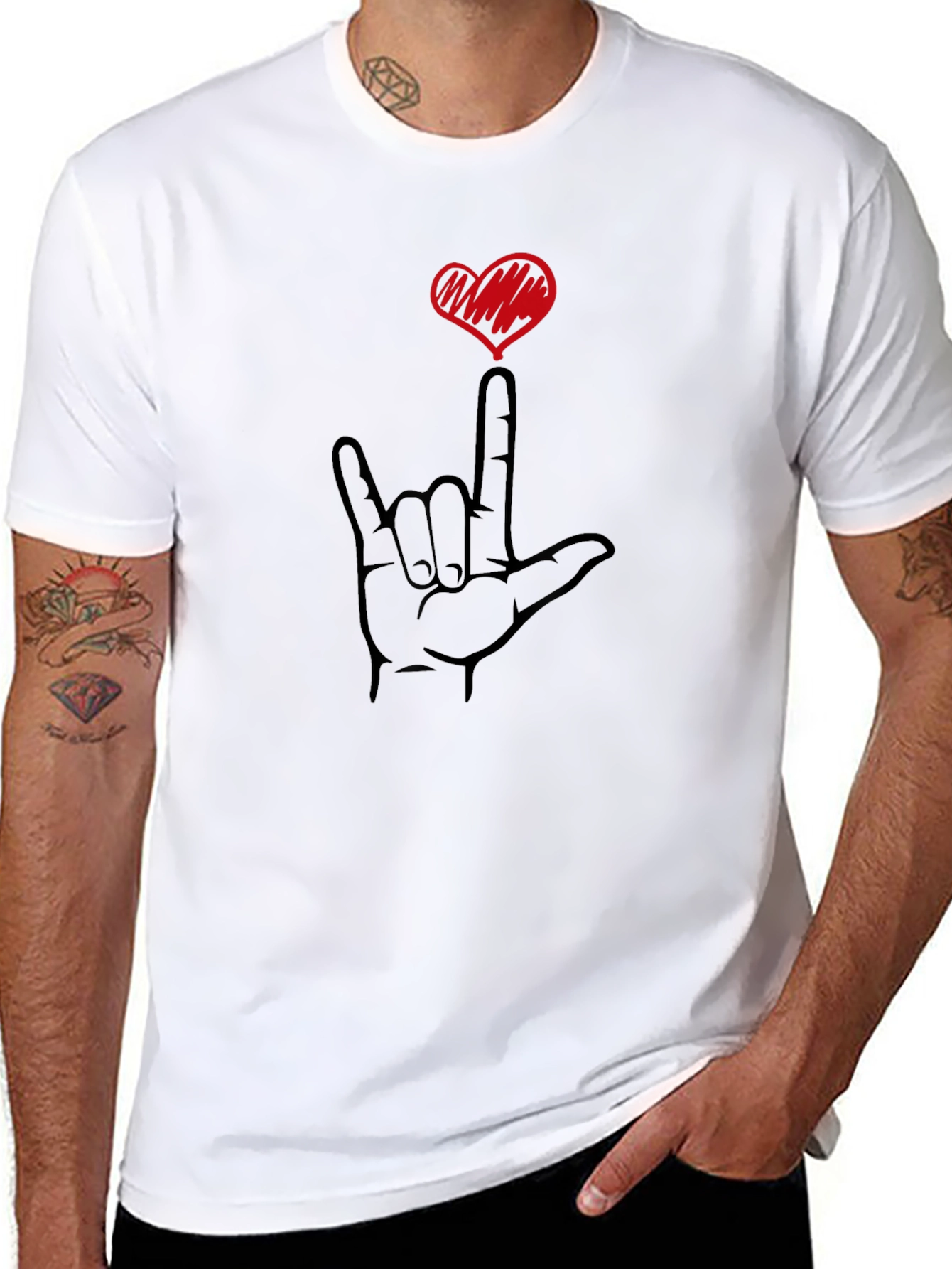 I Love You Hand Sign Black T-Shirt
