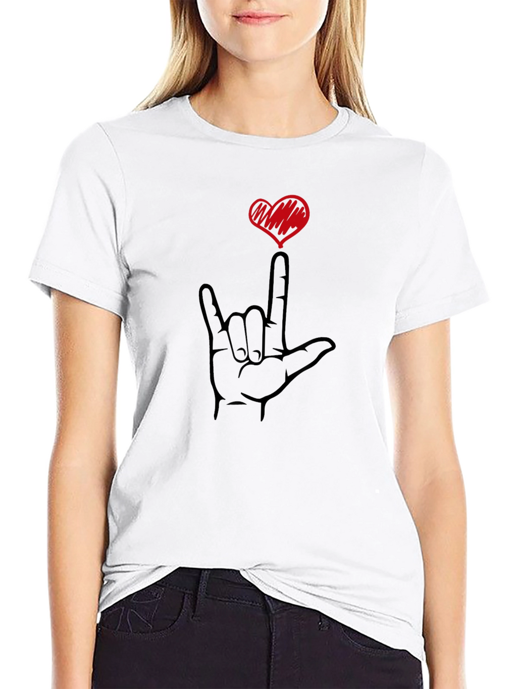 I Love You Hand Sign Black T-Shirt