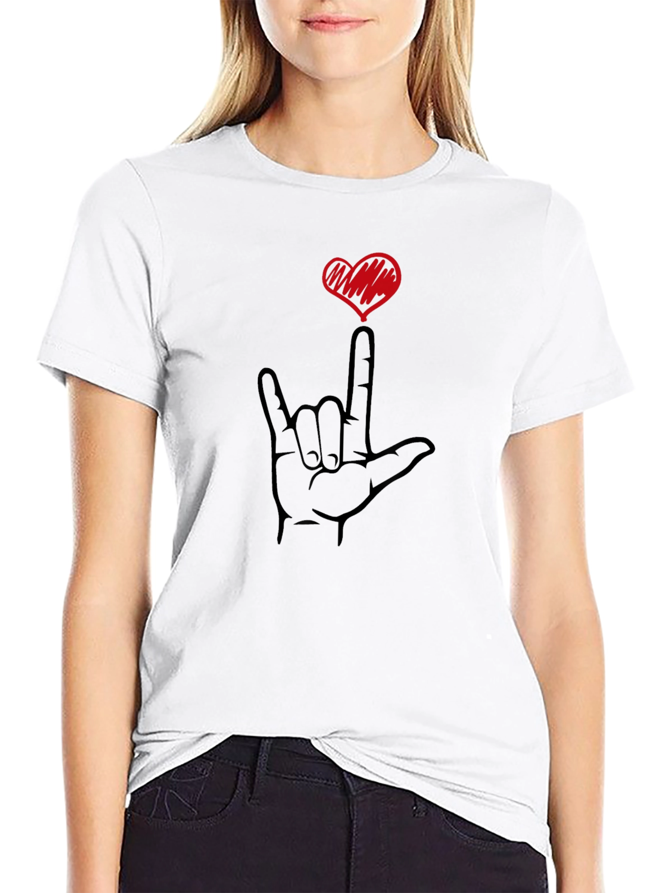 I Love You Hand Sign Black T-Shirt