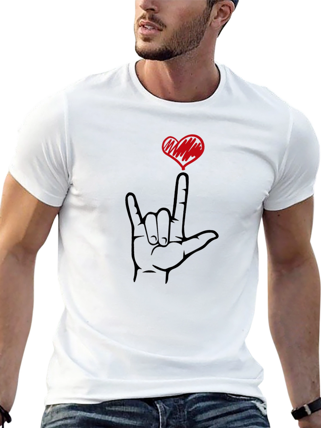 I Love You Hand Sign Black T-Shirt