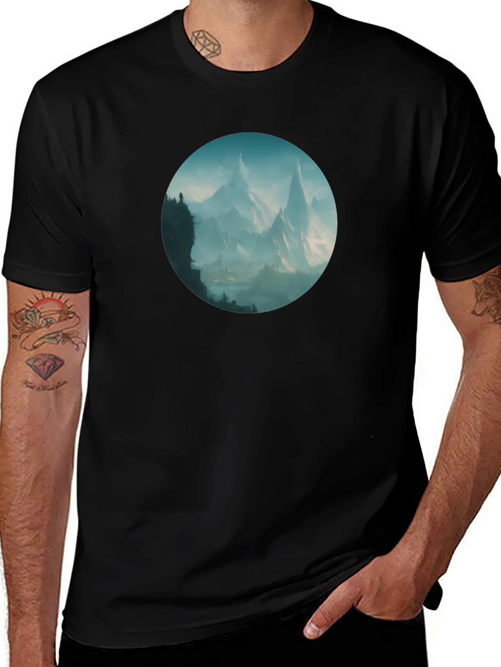 Mountain Vista Graphic Tee - Stylish Black T-Shirt