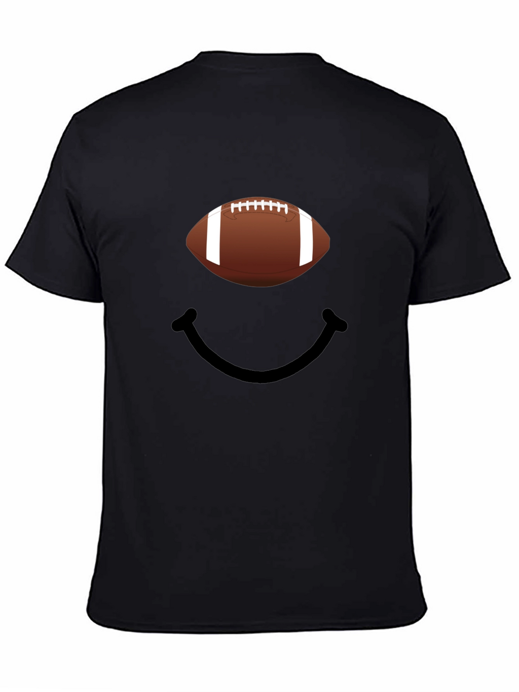 Football Smiley Face Graphic Tee - Black
