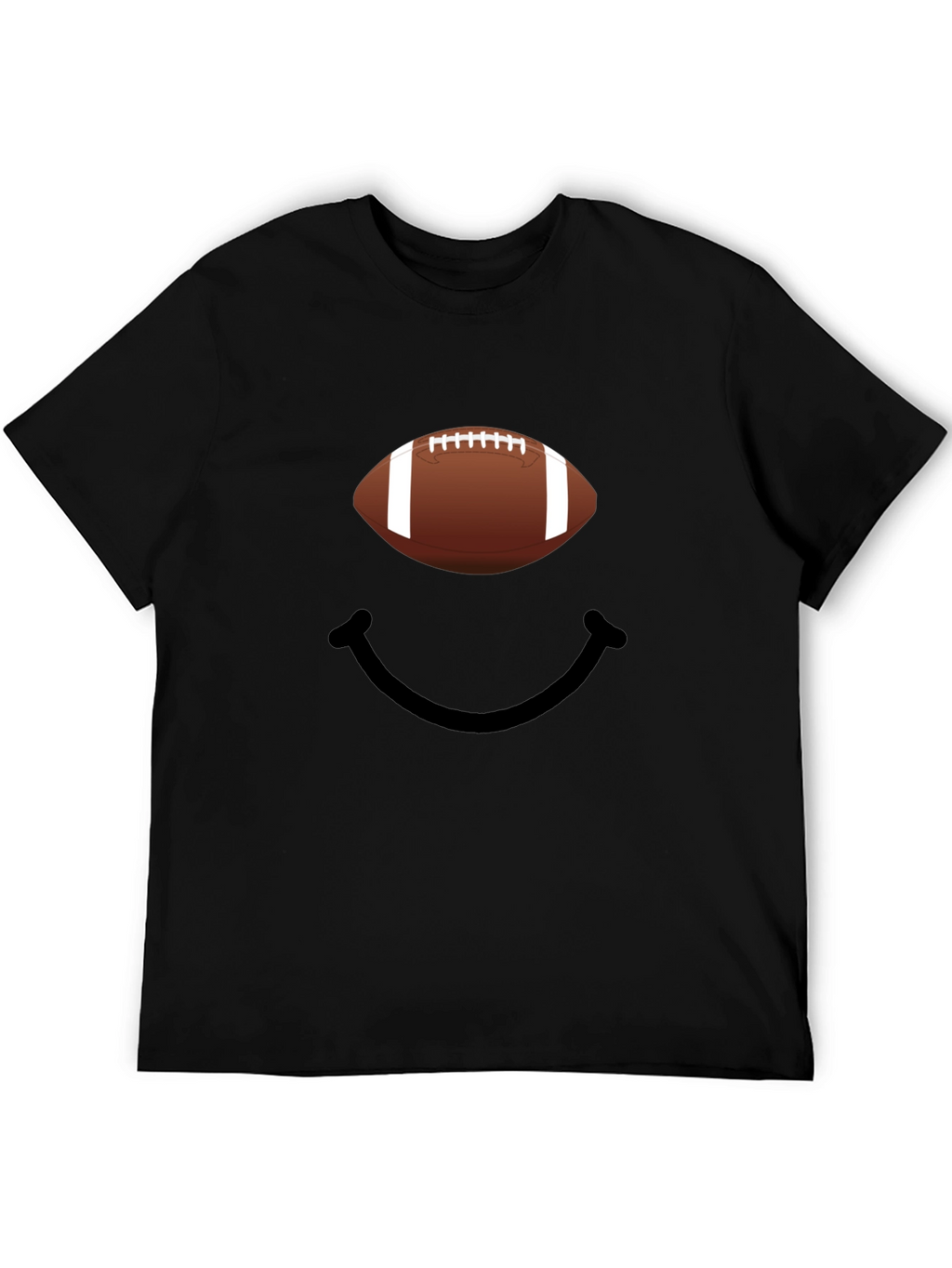 Football Smiley Face Graphic Tee - Black