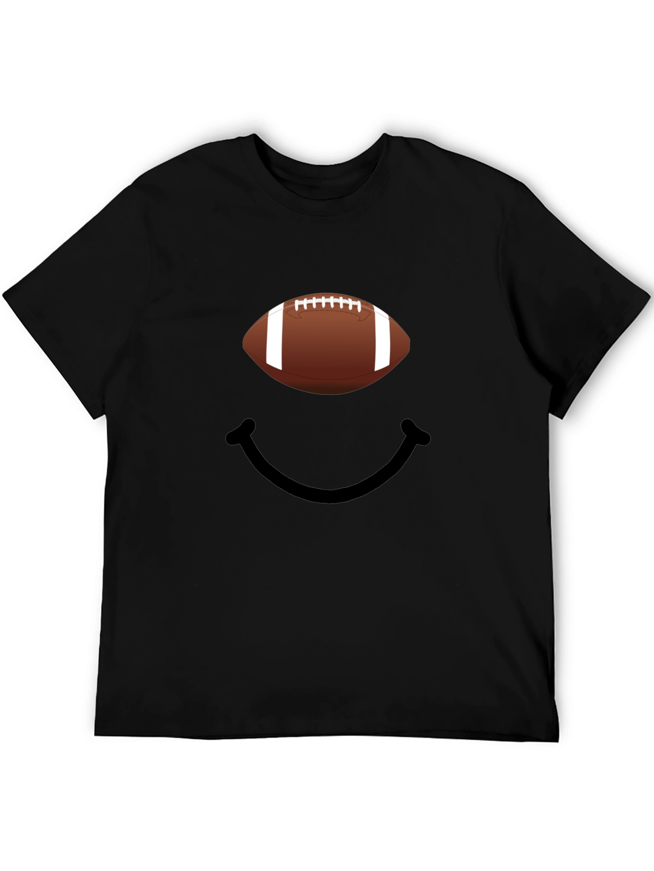 Football Smiley Face Graphic Tee - Black