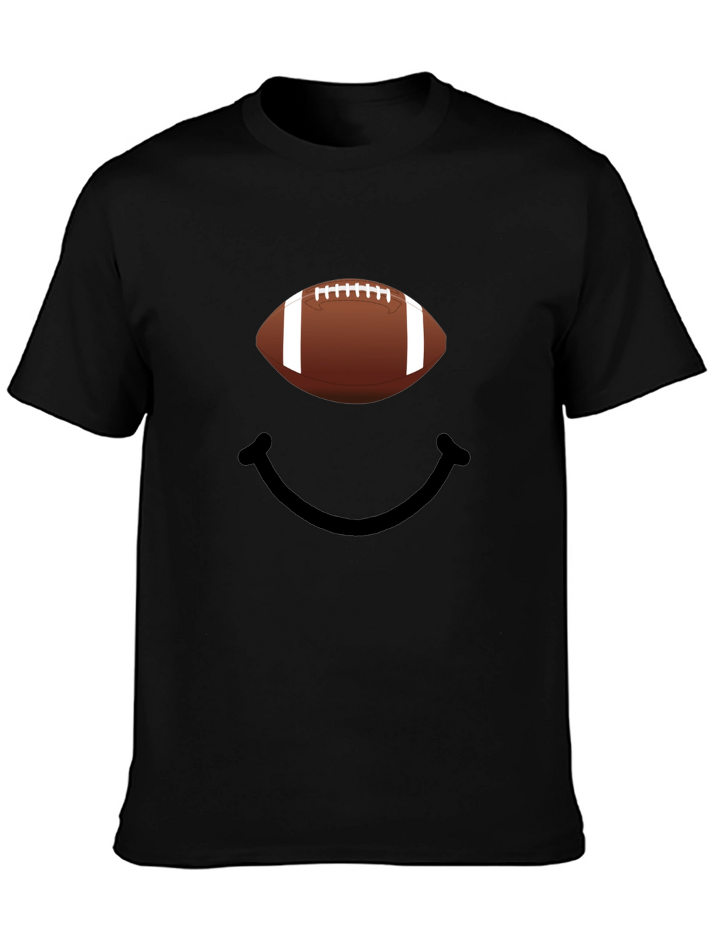 Football Smiley Face Graphic Tee - Black