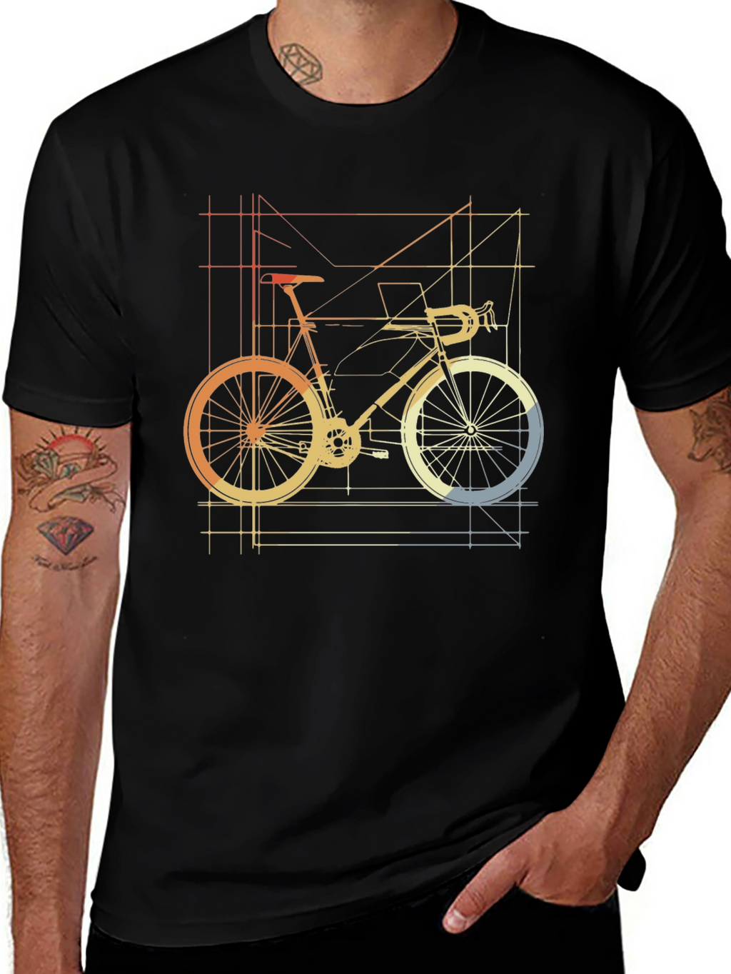 Geometric Bike Graphic Tee - Cycle in Style!