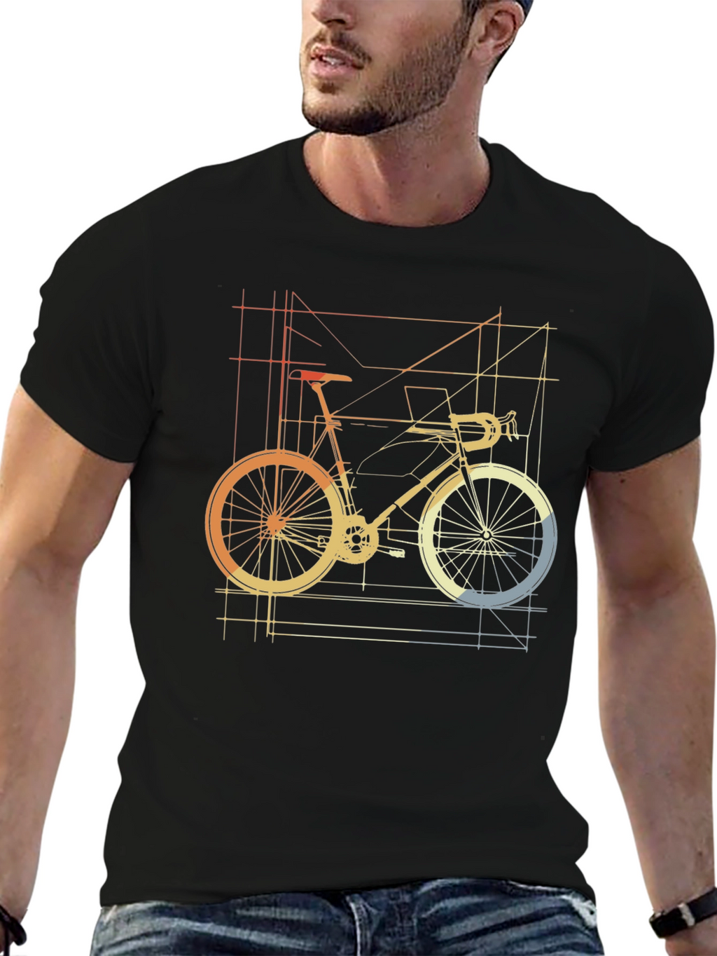 Geometric Bike Graphic Tee - Cycle in Style!