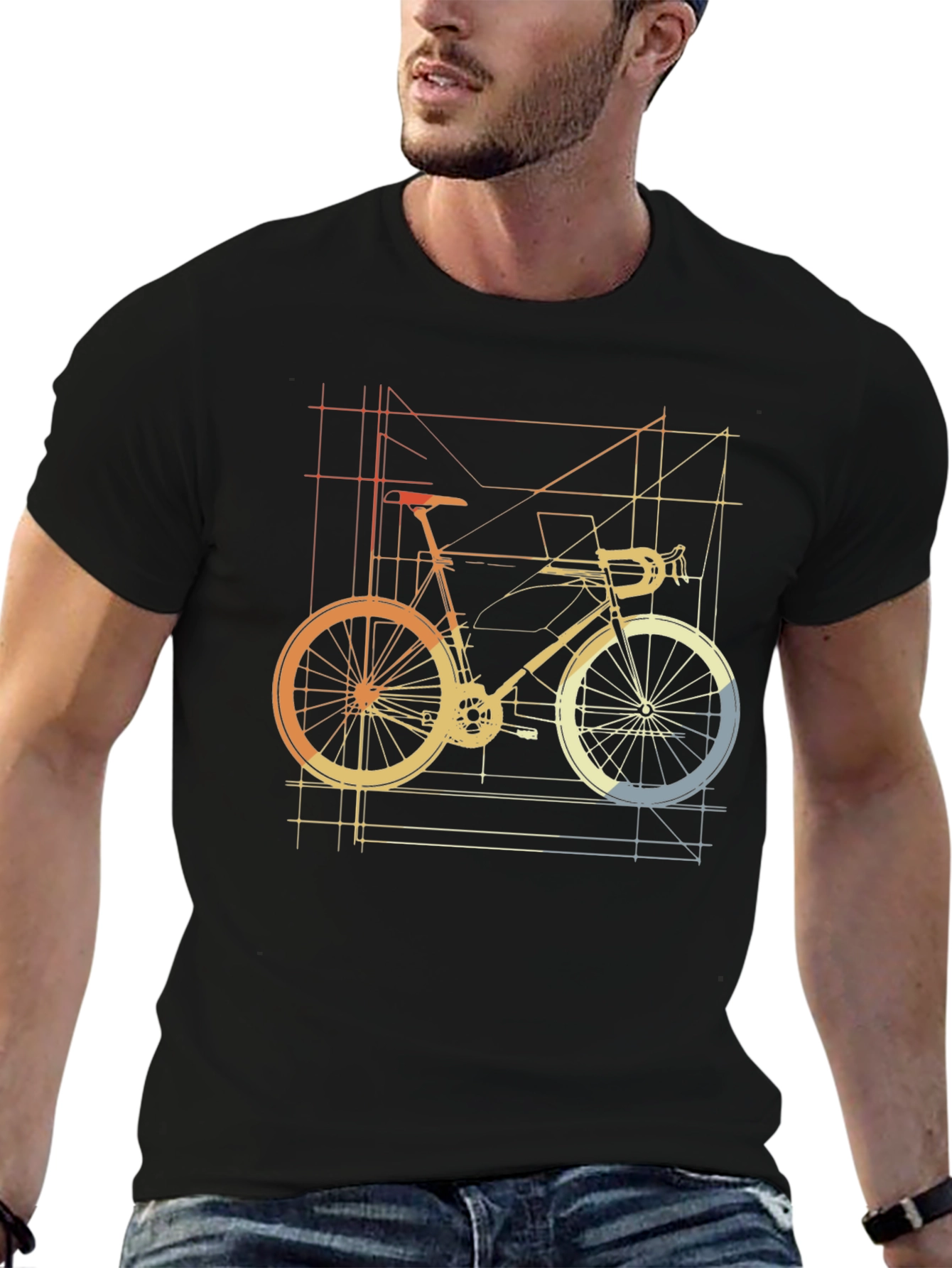 Geometric Bike Graphic Tee - Cycle in Style!