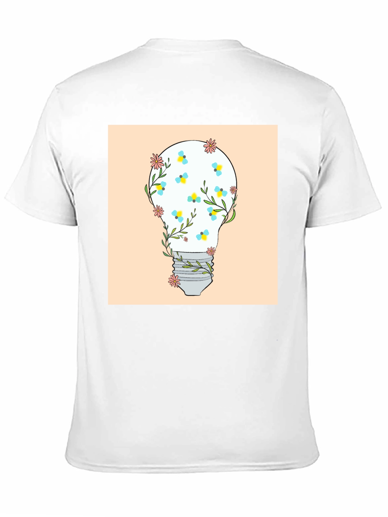 Floral Lightbulb Graphic Tee - Black Cotton T-Shirt