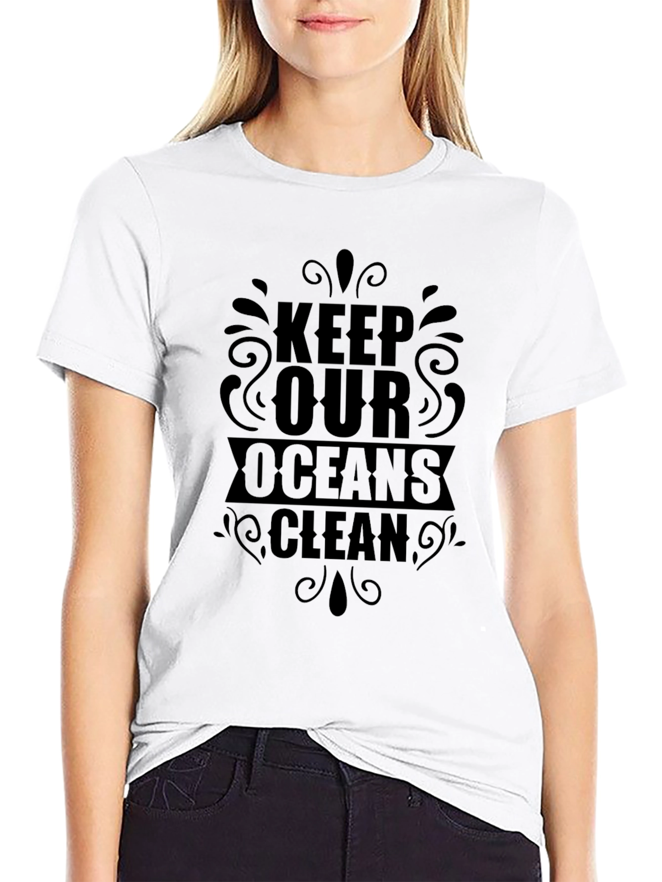 Keep Our Oceans Clean Black T-Shirt