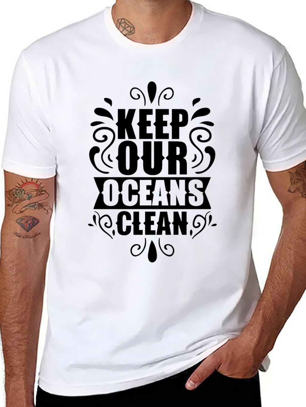 Keep Our Oceans Clean Black T-Shirt