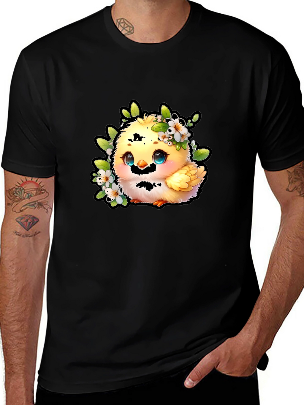 Cute Chick Graphic Tee - Black Cotton Shirt