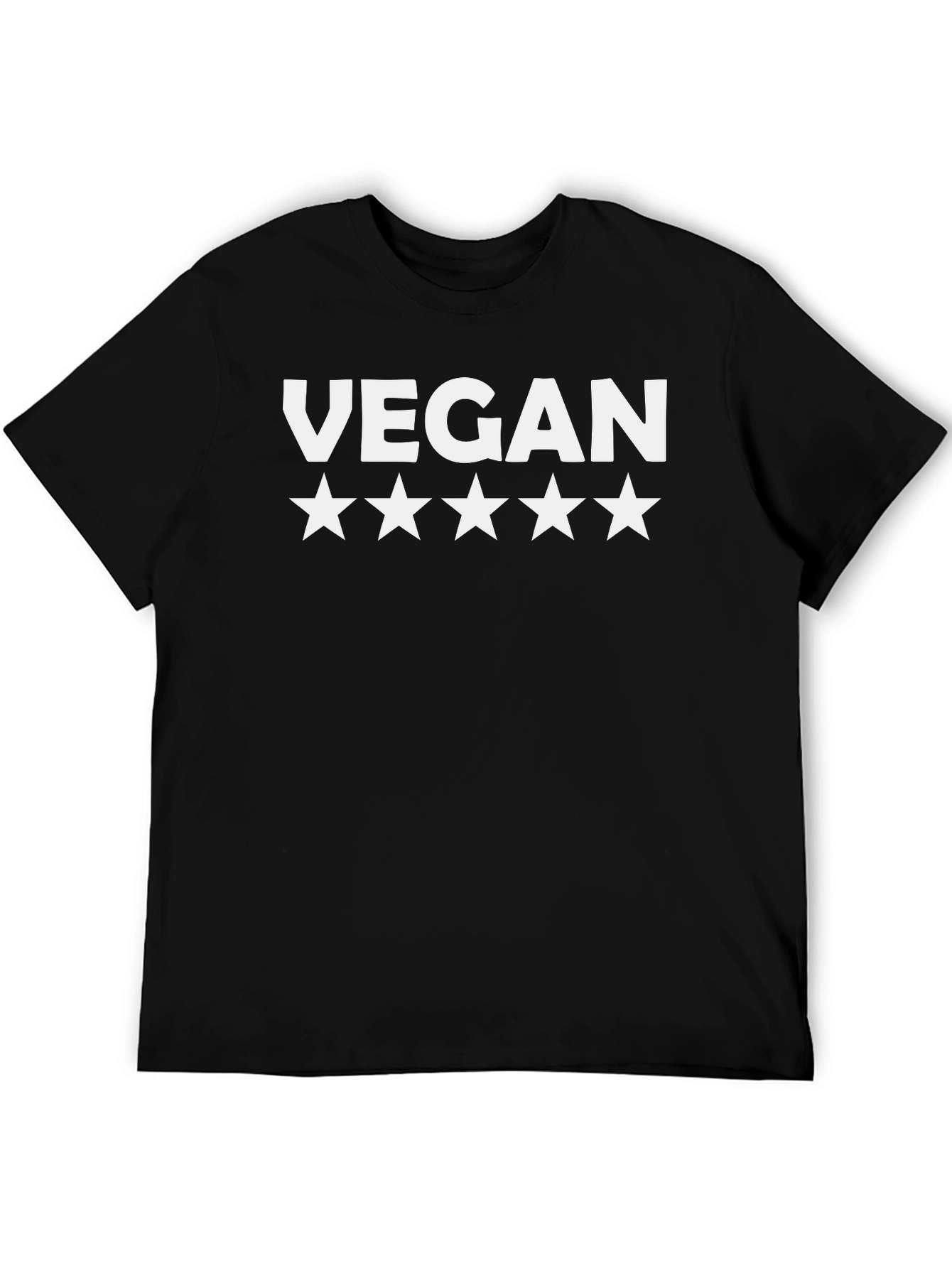 Vegan Five Star Tee - Stylish Black T-Shirt
