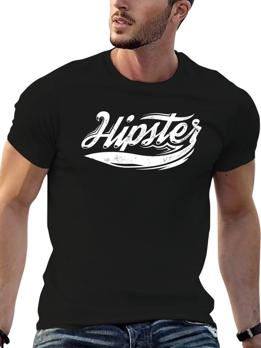 Mens Black Hipster Graphic T-Shirt