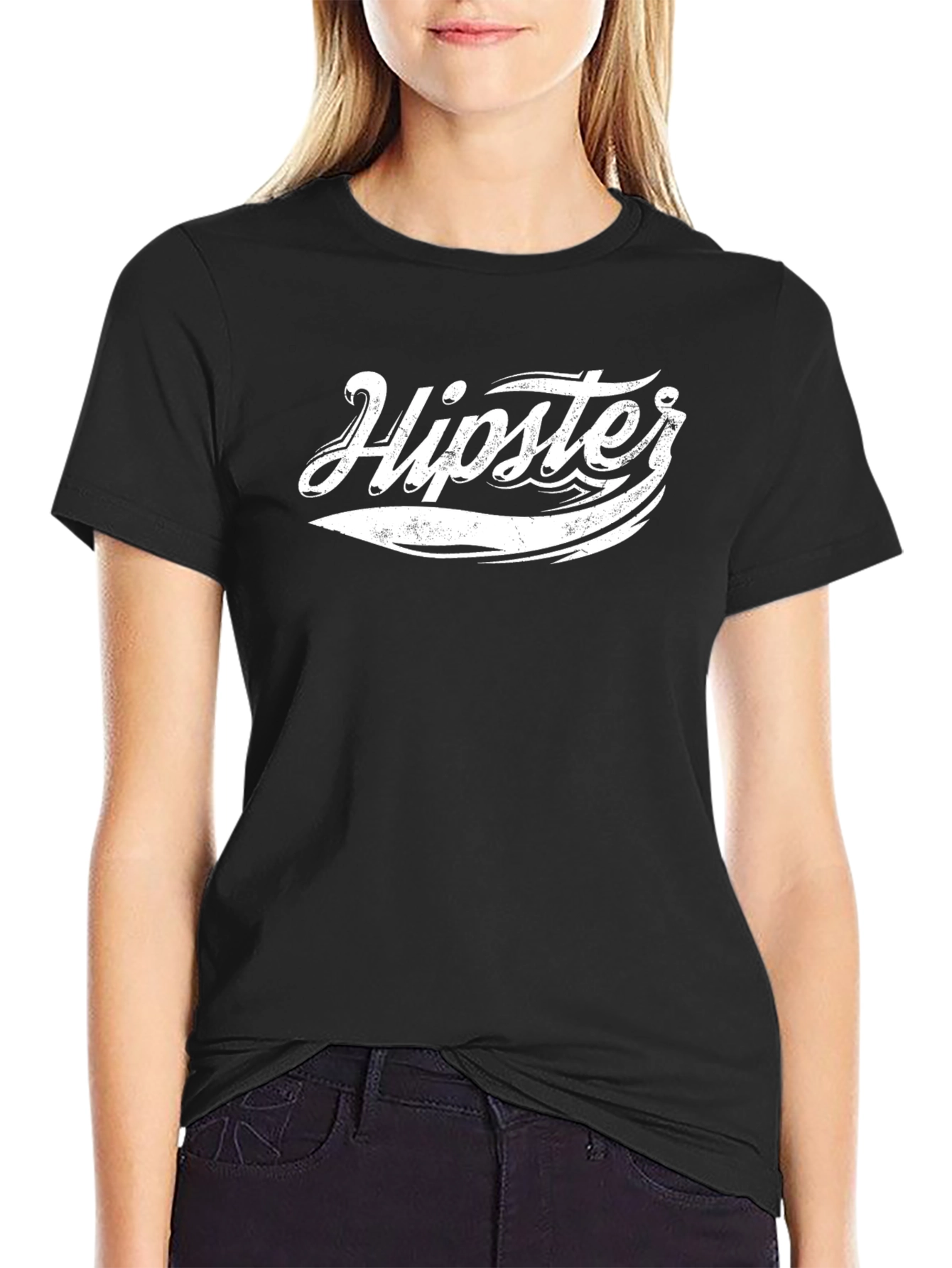 Mens Black Hipster Graphic T-Shirt