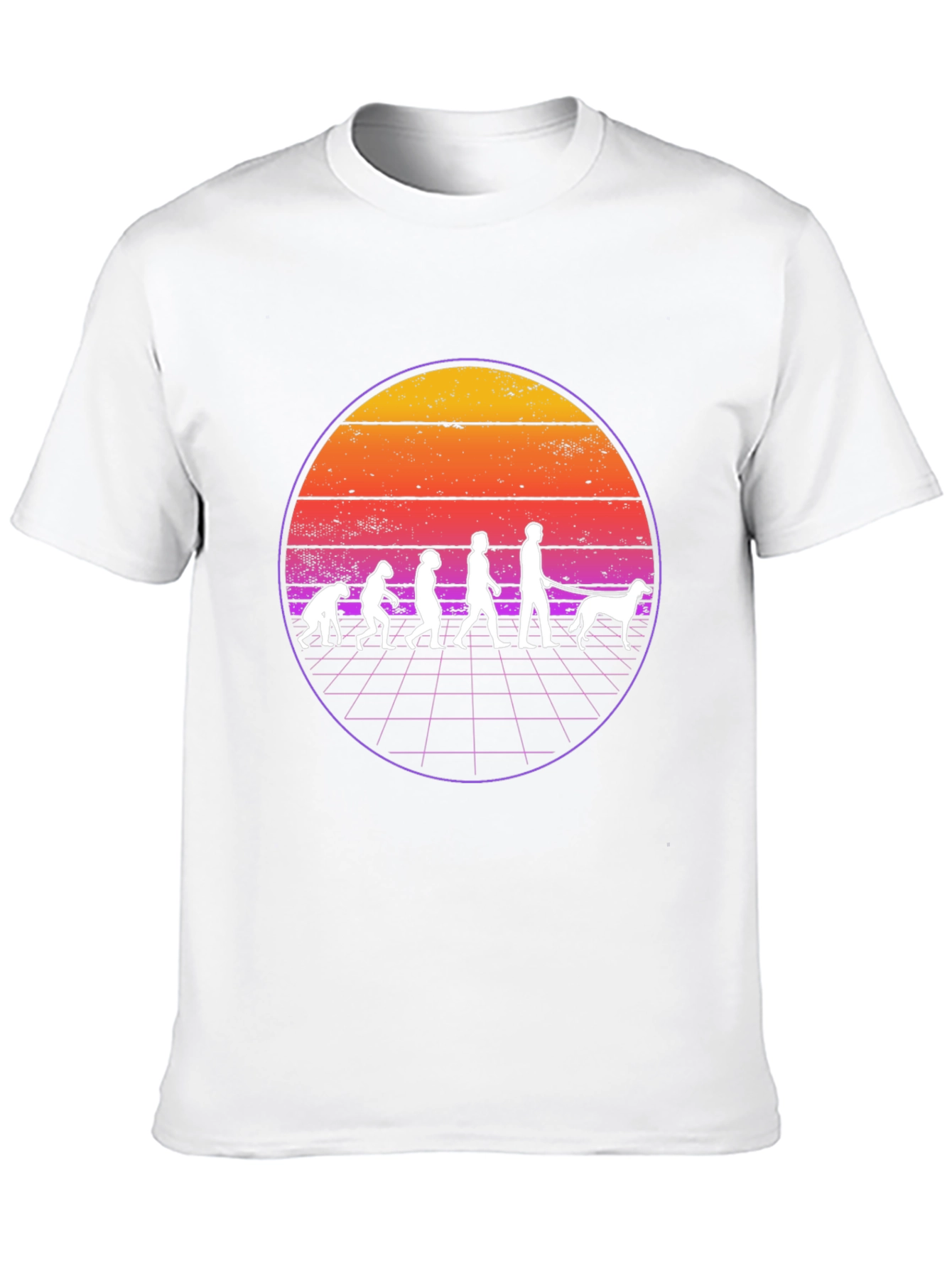 Evolution Dog Walker T-Shirt Retro Sunset Design