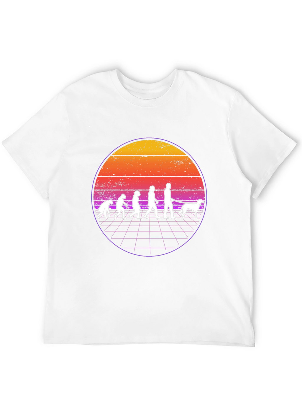 Evolution Dog Walker T-Shirt Retro Sunset Design