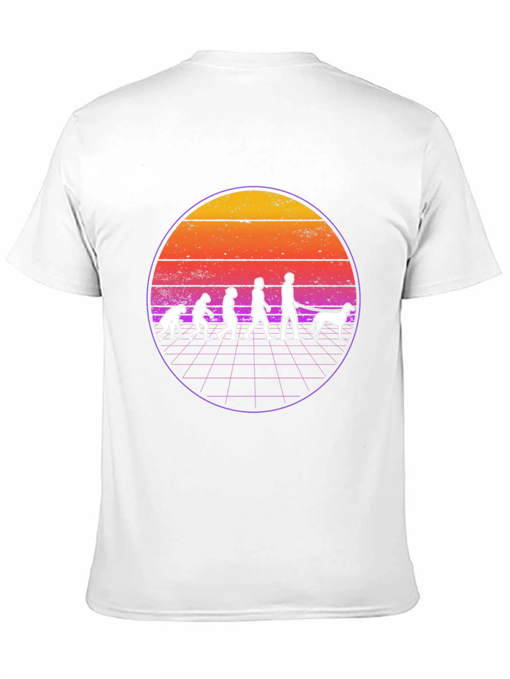 Evolution Dog Walker T-Shirt Retro Sunset Design