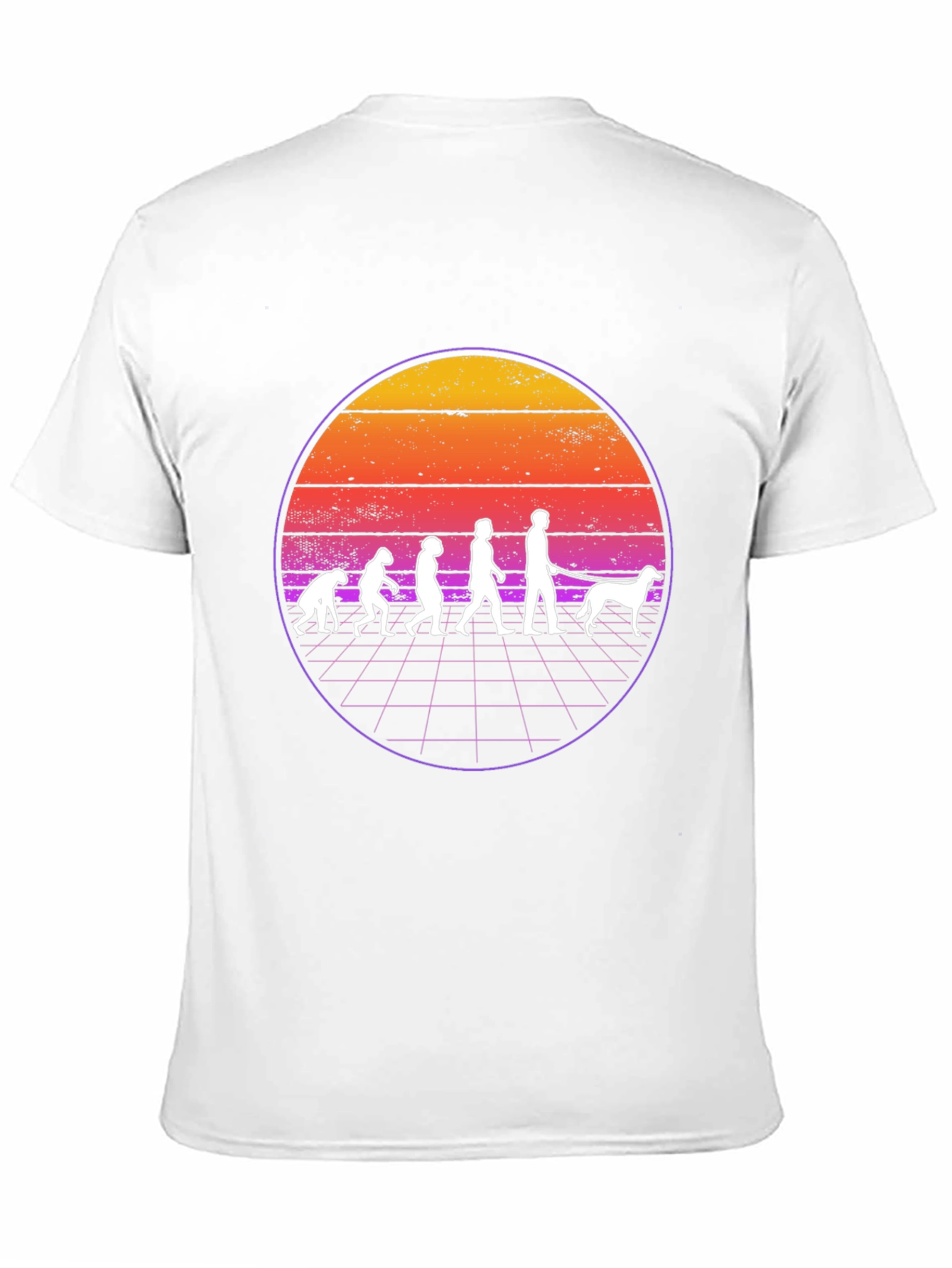 Evolution Dog Walker T-Shirt Retro Sunset Design
