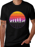 Evolution Dog Walker T-Shirt Retro Sunset Design