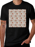 Floral Rose Pattern Graphic Tee - Black
