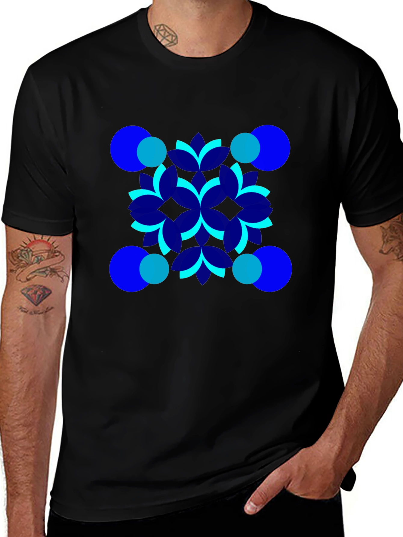 Geometric Pattern Black T-Shirt